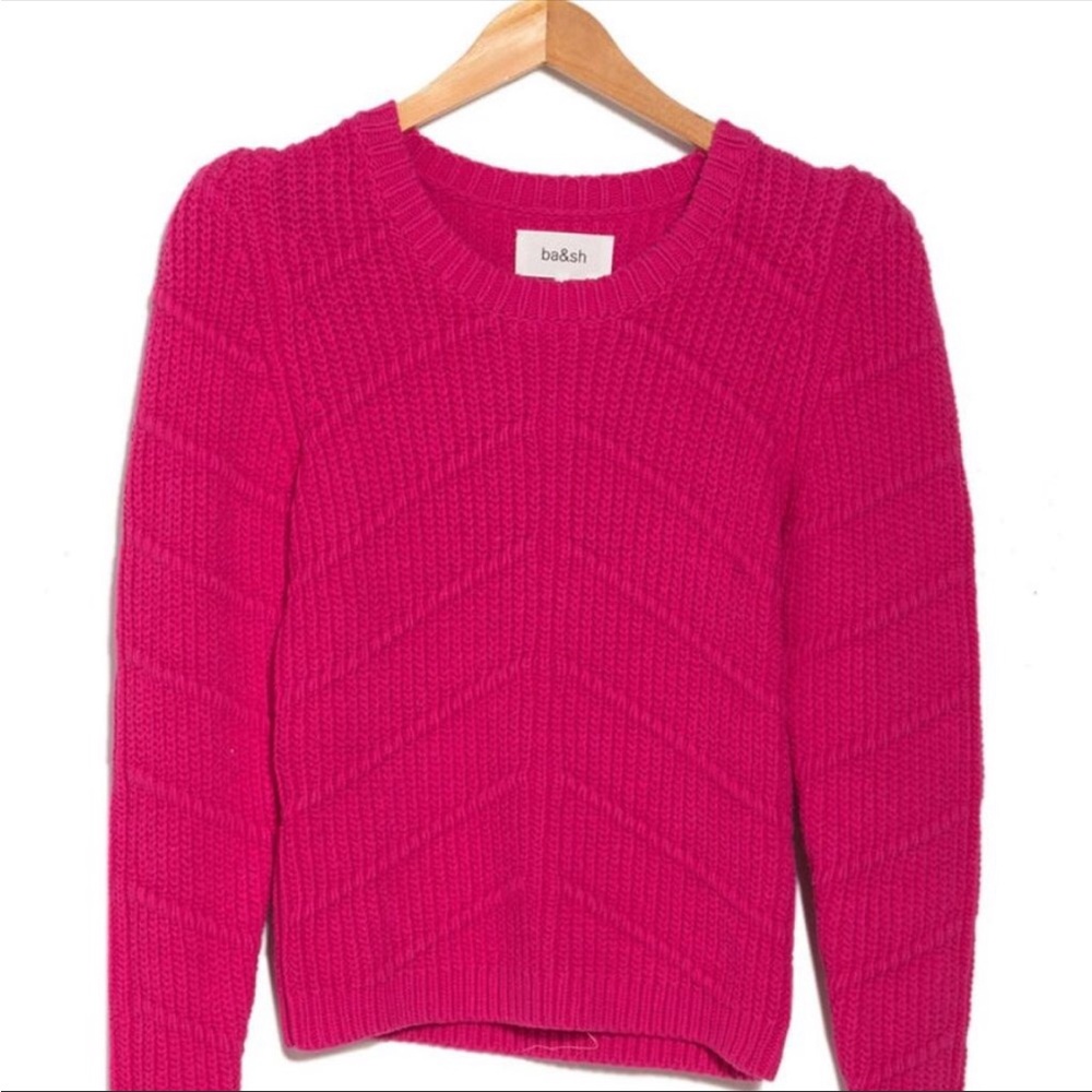 NWT Ba&sh Fuchsia Crew Neck Sweater